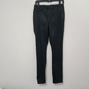 CHICO'S Women's Black Faux Leather Biker Denim Jeggings Skinny Jeans Size 4